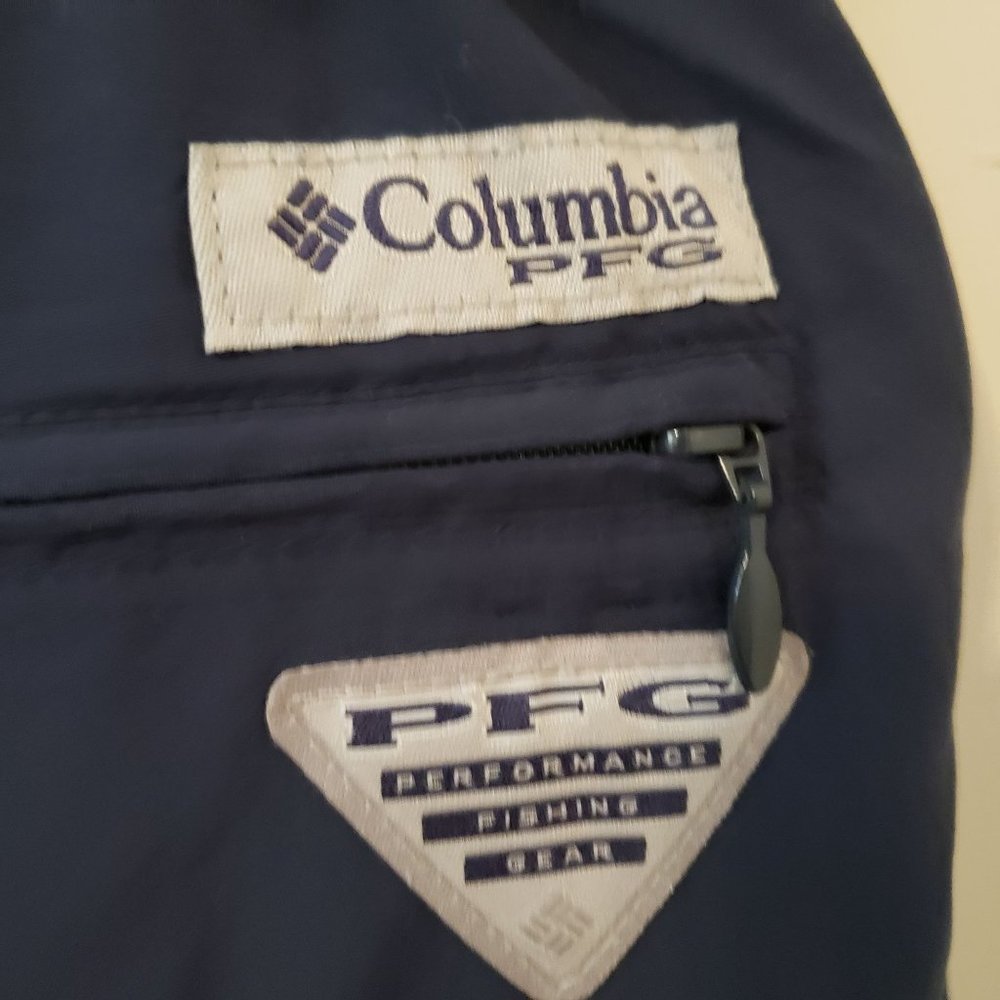 Columbia Mens Shorts Belt Drawstring Navy Blue  Pre-Owned Size L PFG Omni-Shield - Picture 11 of 15